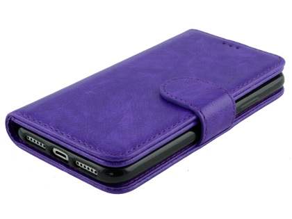 Slim Synthetic Leather Wallet Case with Stand for Apple iPhone Xs/X - Purple