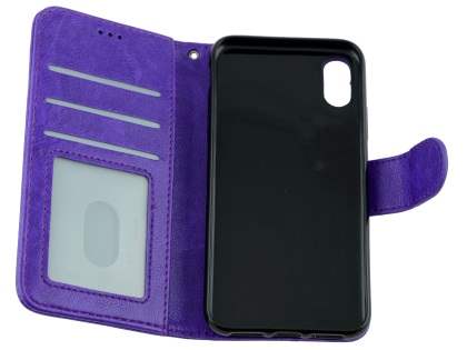Slim Synthetic Leather Wallet Case with Stand for Apple iPhone Xs/X - Purple