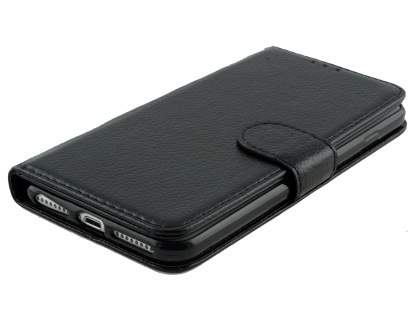 Slim Synthetic Leather Wallet Case with Stand for Apple iPhone 8 Plus - Black
