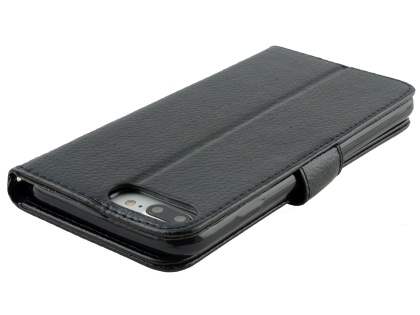 Slim Synthetic Leather Wallet Case with Stand for Apple iPhone 8 Plus - Black