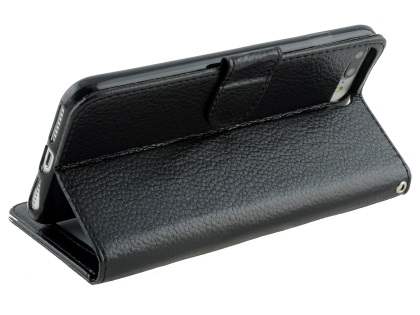 Slim Synthetic Leather Wallet Case with Stand for Apple iPhone 8 Plus - Black
