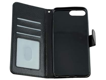 Slim Synthetic Leather Wallet Case with Stand for Apple iPhone 8 Plus - Black
