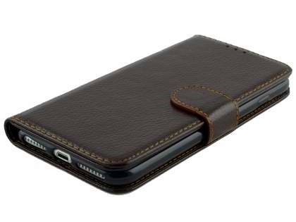 Slim Synthetic Leather Wallet Case with Stand for Apple iPhone 8 Plus - Brown