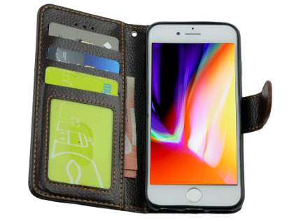 Slim Synthetic Leather Wallet Case with Stand for Apple iPhone 8 Plus - Brown
