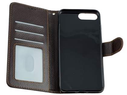 Slim Synthetic Leather Wallet Case with Stand for Apple iPhone 8 Plus - Brown