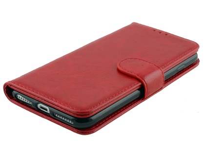 Slim Synthetic Leather Wallet Case with Stand for Apple iPhone 8 Plus - Red