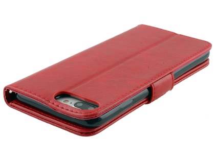 Slim Synthetic Leather Wallet Case with Stand for Apple iPhone 8 Plus - Red