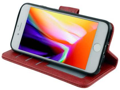 Slim Synthetic Leather Wallet Case with Stand for Apple iPhone 8 Plus - Red