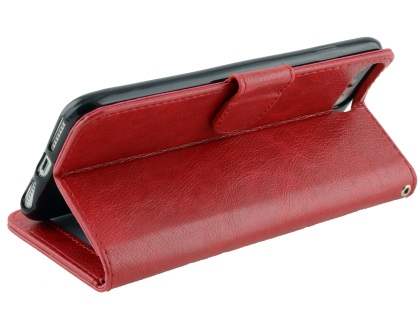 Slim Synthetic Leather Wallet Case with Stand for Apple iPhone 8 Plus - Red