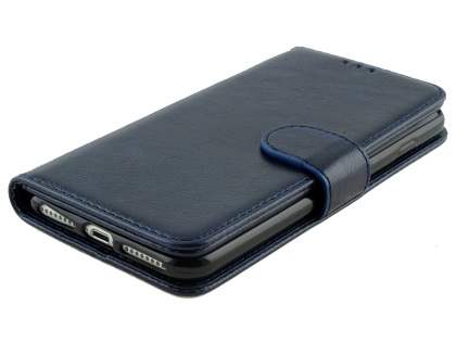 Slim Synthetic Leather Wallet Case with Stand for Apple iPhone 8 Plus - Blue