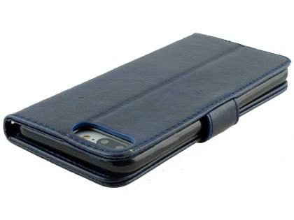 Slim Synthetic Leather Wallet Case with Stand for Apple iPhone 8 Plus - Blue