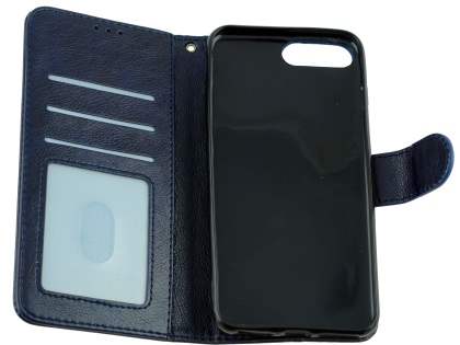 Slim Synthetic Leather Wallet Case with Stand for Apple iPhone 8 Plus - Blue