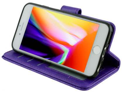 Slim Synthetic Leather Wallet Case with Stand for Apple iPhone 8 Plus - Purple