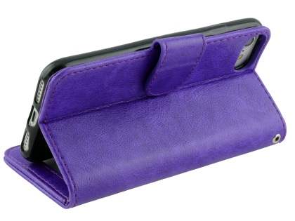 Slim Synthetic Leather Wallet Case with Stand for Apple iPhone 8 Plus - Purple