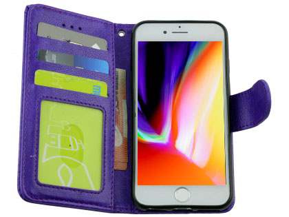Slim Synthetic Leather Wallet Case with Stand for Apple iPhone 8 Plus - Purple