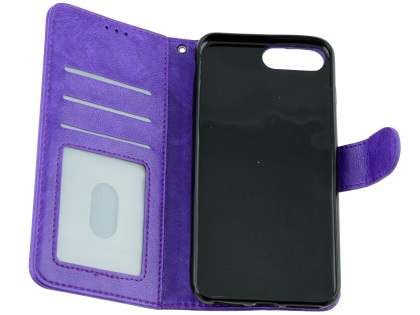 Slim Synthetic Leather Wallet Case with Stand for Apple iPhone 8 Plus - Purple