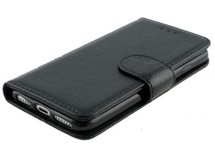 Slim Synthetic Leather Wallet Case with Stand for Apple iPhone 8 - Black