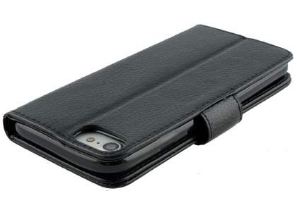 Slim Synthetic Leather Wallet Case with Stand for Apple iPhone 8 - Black