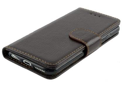 Slim Synthetic Leather Wallet Case with Stand for Apple iPhone 8 - Brown