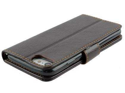 Slim Synthetic Leather Wallet Case with Stand for Apple iPhone 8 - Brown