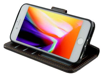 Slim Synthetic Leather Wallet Case with Stand for Apple iPhone 8 - Brown