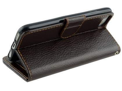 Slim Synthetic Leather Wallet Case with Stand for Apple iPhone 8 - Brown