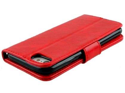 Slim Synthetic Leather Wallet Case with Stand for Apple iPhone 8 - Red