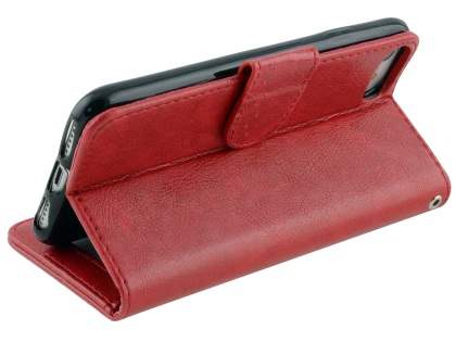 Slim Synthetic Leather Wallet Case with Stand for Apple iPhone 8 - Red