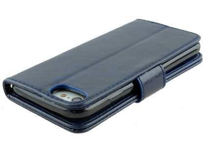 Slim Synthetic Leather Wallet Case with Stand for Apple iPhone 8 - Blue