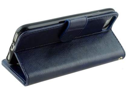 Slim Synthetic Leather Wallet Case with Stand for Apple iPhone 8 - Blue
