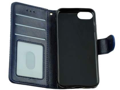 Slim Synthetic Leather Wallet Case with Stand for Apple iPhone 8 - Blue