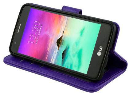 Slim Synthetic Leather Wallet Case with Stand for LG K4 (2017) - Purple