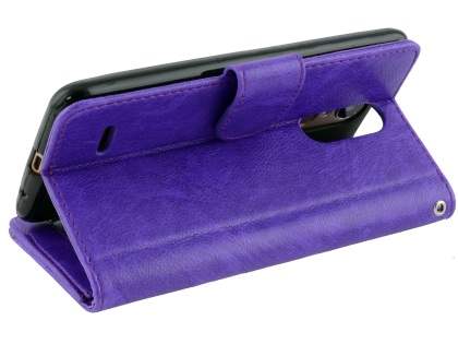 Slim Synthetic Leather Wallet Case with Stand for LG K4 (2017) - Purple