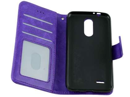 Slim Synthetic Leather Wallet Case with Stand for LG K4 (2017) - Purple