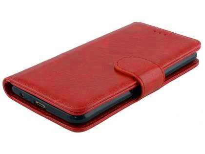 Slim Synthetic Leather Wallet Case with Stand for LG K4 (2017) - Red