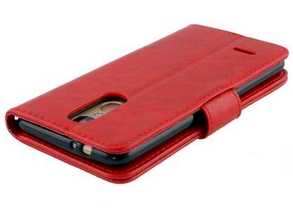 Slim Synthetic Leather Wallet Case with Stand for LG K4 (2017) - Red