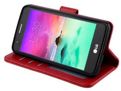 Slim Synthetic Leather Wallet Case with Stand for LG K4 (2017) - Red