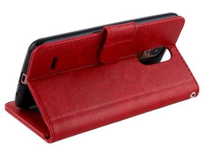 Slim Synthetic Leather Wallet Case with Stand for LG K4 (2017) - Red