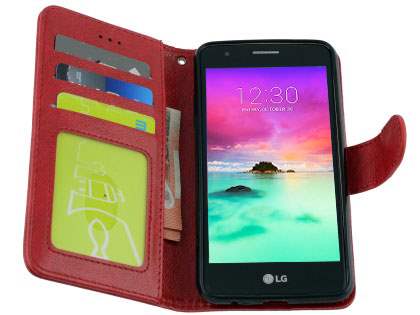 Slim Synthetic Leather Wallet Case with Stand for LG K4 (2017) - Red