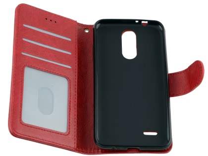 Slim Synthetic Leather Wallet Case with Stand for LG K4 (2017) - Red