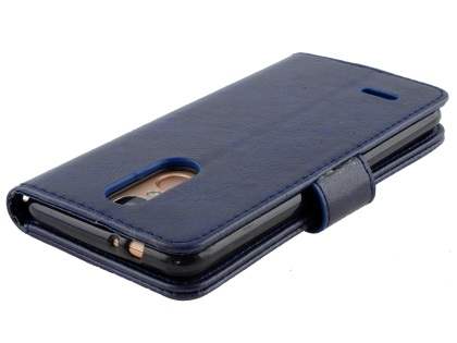 Slim Synthetic Leather Wallet Case with Stand for LG K4 (2017) - Dark Blue