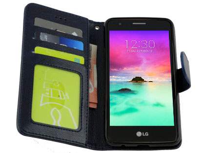 Slim Synthetic Leather Wallet Case with Stand for LG K4 (2017) - Dark Blue