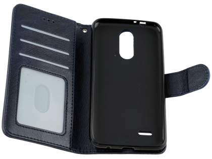 Slim Synthetic Leather Wallet Case with Stand for LG K4 (2017) - Dark Blue