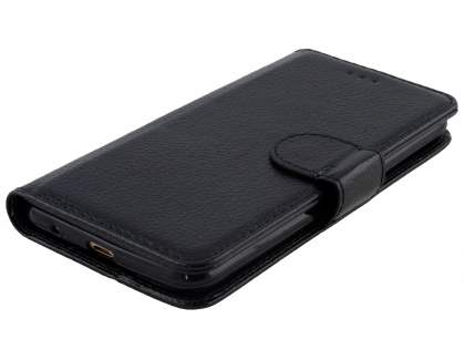 Slim Synthetic Leather Wallet Case with Stand for LG K4 (2017) - Black