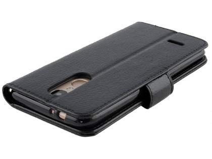 Slim Synthetic Leather Wallet Case with Stand for LG K4 (2017) - Black