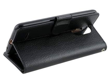 Slim Synthetic Leather Wallet Case with Stand for LG K4 (2017) - Black