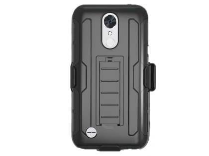 Rugged Case with Holster Belt Clip for LG K10 (2017) - Black Rugged Case with Holster Belt Clip for LG K10 (2017) - Black