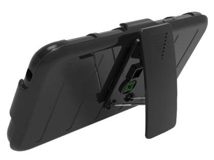 Rugged Case with Holster Belt Clip for LG K10 (2017) - Black