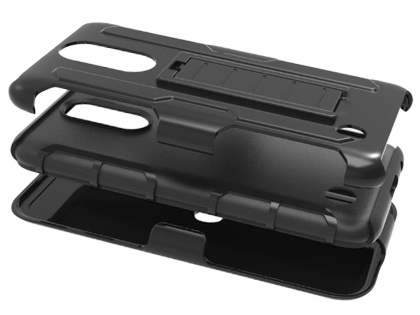 Rugged Case with Holster Belt Clip for LG K10 (2017) - Black
