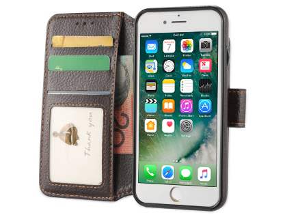 2-in-1 Synthetic Leather Wallet Case for iPhone 8/7 - Brown